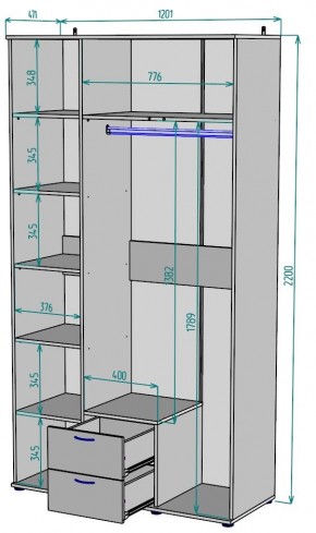 Шкаф Ольга H54 в Тавде - tavda.mebel24.online | фото 2
