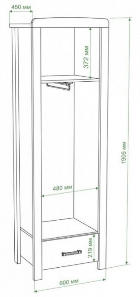 Шкаф платяной Бартоло Ш1Д в Тавде - tavda.mebel24.online | фото 2