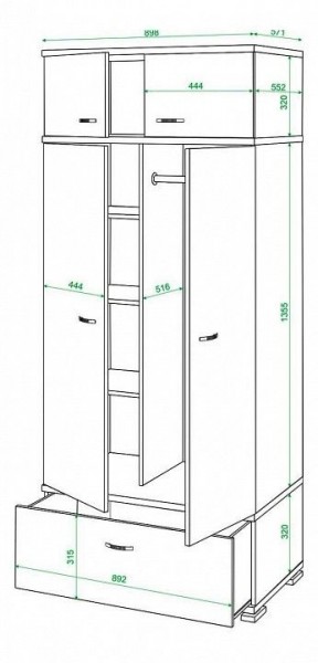 Шкаф платяной Домино КС-20 в Тавде - tavda.mebel24.online | фото 3