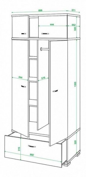 Шкаф платяной Домино КС-20 в Тавде - tavda.mebel24.online | фото 3