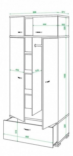 Шкаф платяной Домино КС-20 в Тавде - tavda.mebel24.online | фото 2