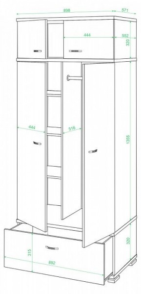 Шкаф платяной Домино КС-20 в Тавде - tavda.mebel24.online | фото 2