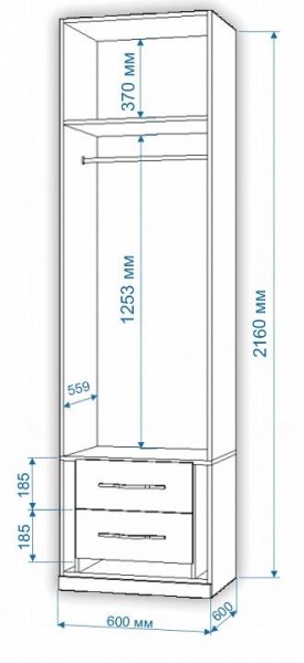 Шкаф платяной Нобиле Пл-60/60 в Тавде - tavda.mebel24.online | фото 2