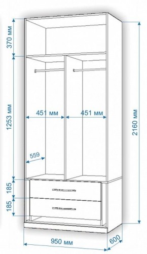 Шкаф платяной Нобиле Пл-95/60 в Тавде - tavda.mebel24.online | фото 3