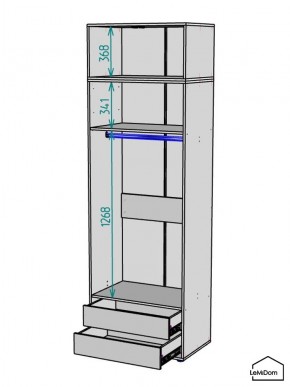 Шкаф с антресолью Linnea MHR-2A-3 2450х800х510 (Графит-М 11.1.25) в Тавде - tavda.mebel24.online | фото 3