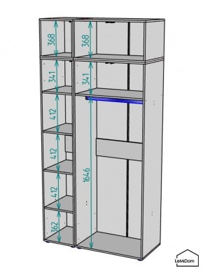 Шкаф с антресолью Linnea MHR-3A-1 2450х1200х510 (Графит-М 11.1.25) в Тавде - tavda.mebel24.online | фото 3