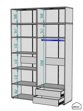 Шкаф с антресолью Linnea MHR-4A-2 2450х1600х510 (Графит-М 11.1.25) в Тавде - tavda.mebel24.online | фото 3