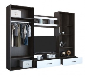 Стенка Ненси 1 (Венге/Белый глянец) в Тавде - tavda.mebel24.online | фото 3