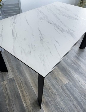 Стол CREMONA 140 KL-99 Белый мрамор матовый, итальянская керамика / черный каркас, ®DISAUR в Тавде - tavda.mebel24.online | фото 3