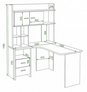 Стол компьютерный Домино Лайт СКЛ-Угл130+НКЛХ120 в Тавде - tavda.mebel24.online | фото 2