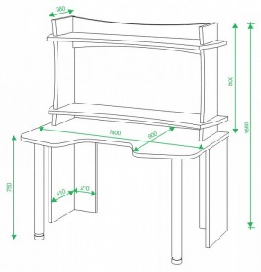 Стол компьютерный Домино Lite СКЛ-Игр140+НКИЛ140ВЛ в Тавде - tavda.mebel24.online | фото 3