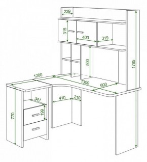 Стол компьютерный Домино Lite СКЛ-Угл130+НКЛХ-130 К ЛЕВ в Тавде - tavda.mebel24.online | фото 2