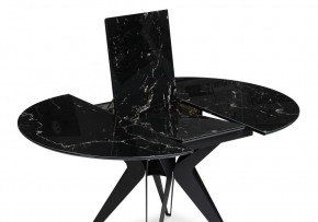Стол стеклянный Рикла 110(150)х110х76 черный мрамор / черный в Тавде - tavda.mebel24.online | фото 4