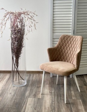 Стул HERMAN 360 град. БЕЖЕВЫЙ #5, велюр / белый каркас М-City в Тавде - tavda.mebel24.online | фото 3