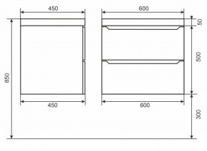Тумба под раковину Uperwood Tanos 60 см, подвесная, белая/графит в Тавде - tavda.mebel24.online | фото 6