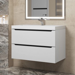 Тумба под раковину Uperwood Tanos 80 см, подвесная, белая/графит в Тавде - tavda.mebel24.online | фото