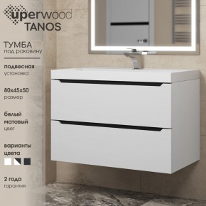 Тумба под раковину Uperwood Tanos 80 см, подвесная, белая/графит в Тавде - tavda.mebel24.online | фото 3