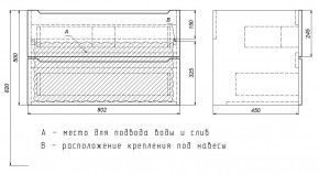 Тумба под раковину Uperwood Tanos 80 см, подвесная, белая/графит в Тавде - tavda.mebel24.online | фото 7