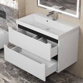 Тумба под раковину Uperwood Tanos 80 см, подвесная, белая/графит в Тавде - tavda.mebel24.online | фото 9
