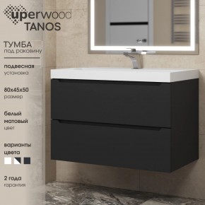 Тумба под раковину Uperwood Tanos 80 см, подвесная, черная матовая в Тавде - tavda.mebel24.online | фото 3