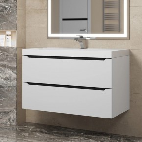 Тумба под раковину Uperwood Tanos 90 см, подвесная, белая/графит в Тавде - tavda.mebel24.online | фото