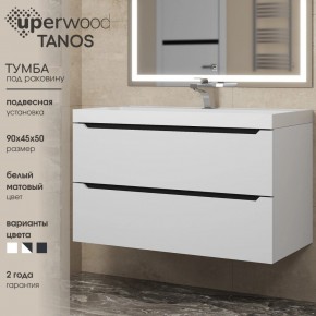 Тумба под раковину Uperwood Tanos 90 см, подвесная, белая/графит в Тавде - tavda.mebel24.online | фото 3