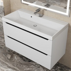 Тумба под раковину Uperwood Tanos 90 см, подвесная, белая/графит в Тавде - tavda.mebel24.online | фото 9