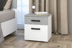 Тумба прикроватная Ева (Белый текстурный/Бетонный камень) в Тавде - tavda.mebel24.online | фото