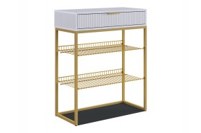 ВЕЛЬВЕТ Обувница (белое дерево/белый матовый/золото) в Тавде - tavda.mebel24.online | фото